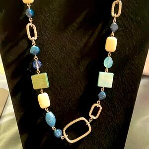 Lia Sophia adjustable blue and silver necklace